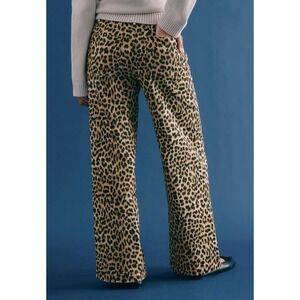 Albaray Animal Twill Trousers Leopard Print Wide Leg High Rise Pants‎ Size US 4